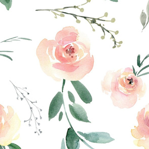  Blush Watercolor Floral Large