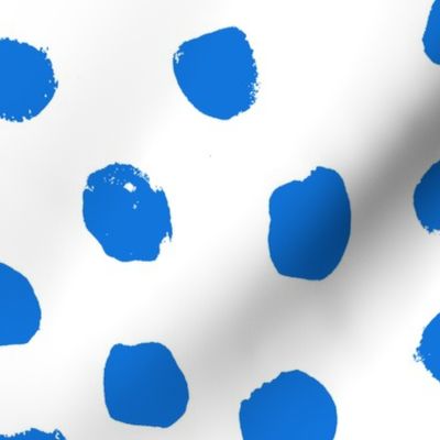 painted blue dots - painted round dots, dots fabric, dot design - cobalt blue