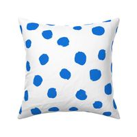 painted blue dots - painted round dots, dots fabric, dot design - cobalt blue