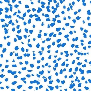 painted blue dots fabric - cobalt blue dots, blue dots fabric - spots