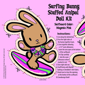 Hawaiian Surfing Bunny Doll Kit -Magenta Pink