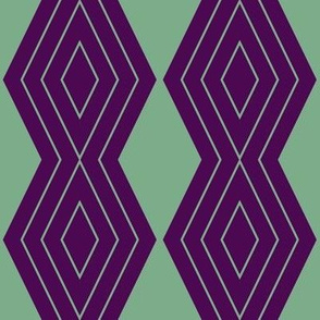 JP6 - Medium - Harlequin Pinstripe Diamond Chains in Rustic Pastel  Green and Purple