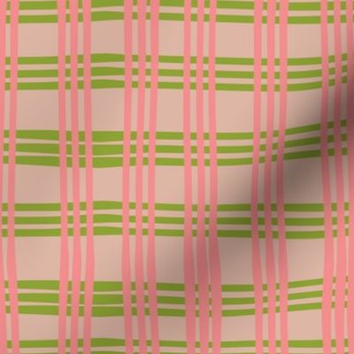 Hand-Drawn Stripes Plaid Grid in Pink Green White - UnBlink Studio by Jackie Tahara