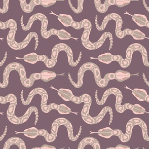 Rattlers Desert Rattle Snakes in Blush Pink Gray Dark Mauve - SMALL Scale - UnBlink Studio by Jackie Tahara
