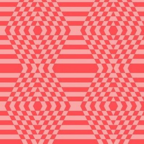 JP4 - Striped Checks in Coral Monochrome