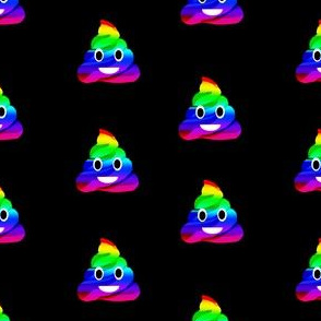rainbow poo emoji fabric - poo emoji fabric, poo, rainbow poo, funny cute poo, - black