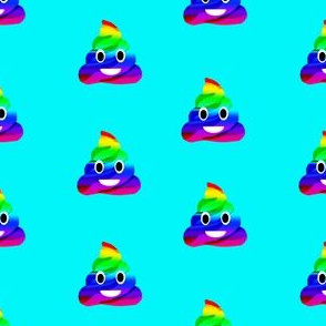 rainbow poo emoji fabric - poo emoji fabric, poo, rainbow poo, funny cute poo, -  aqua