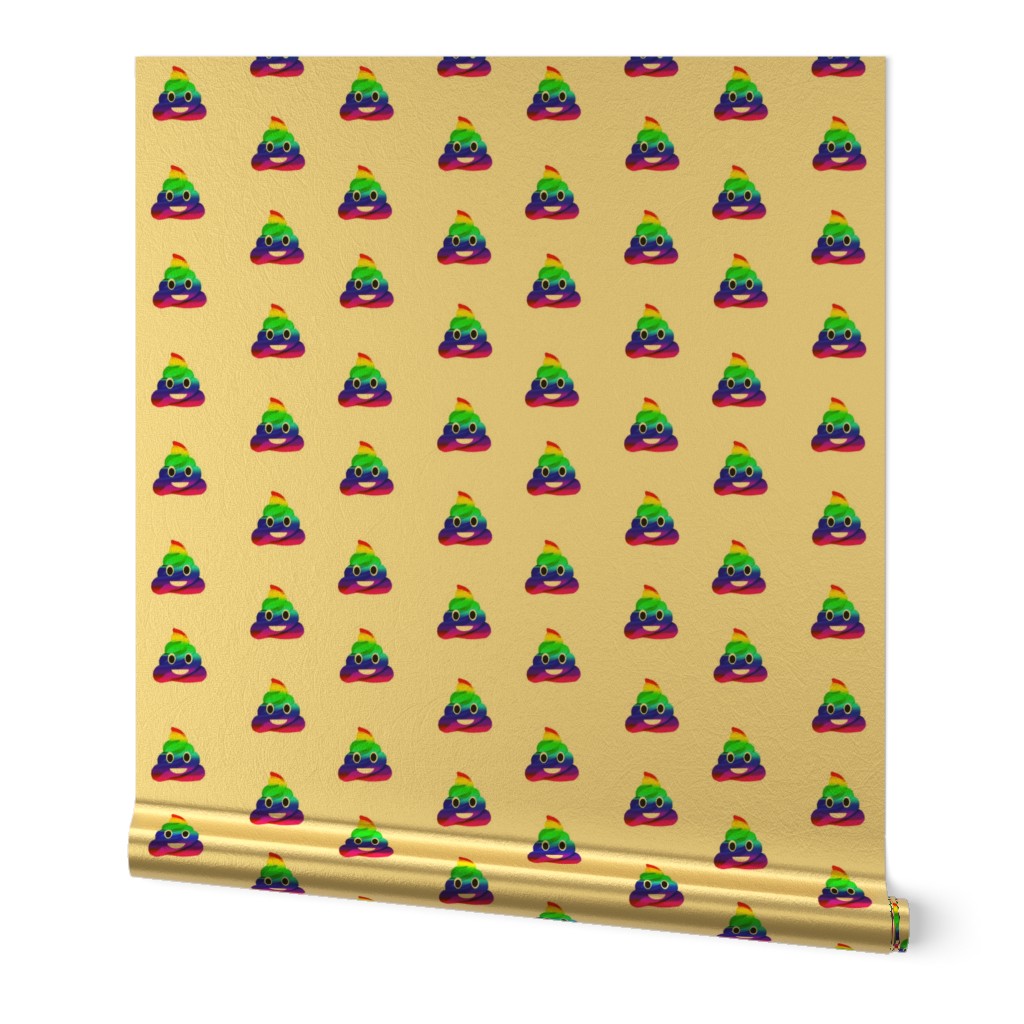 rainbow poo emoji fabric - poo emoji fabric, poo, rainbow poo, funny cute poo, - white