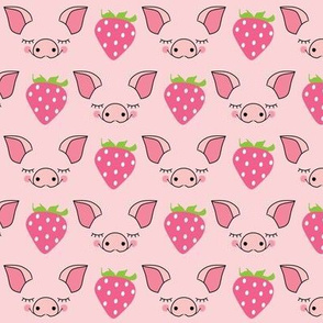 pig faces without outlines and strawberries