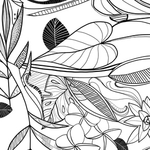 bohemian line art: black and white LARGE scale