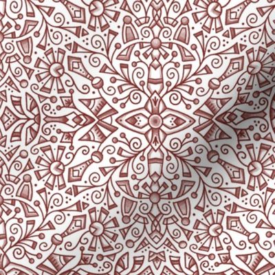 Red Modern Doodle Medallion (med 9)