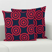 Bullseye Polka Dot in Red and Blue