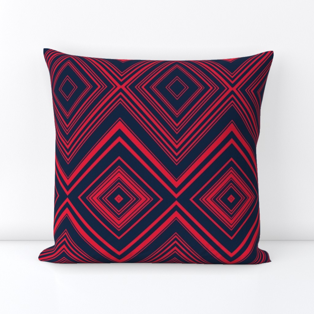 Blue Red  Diamond Stripes Geometric