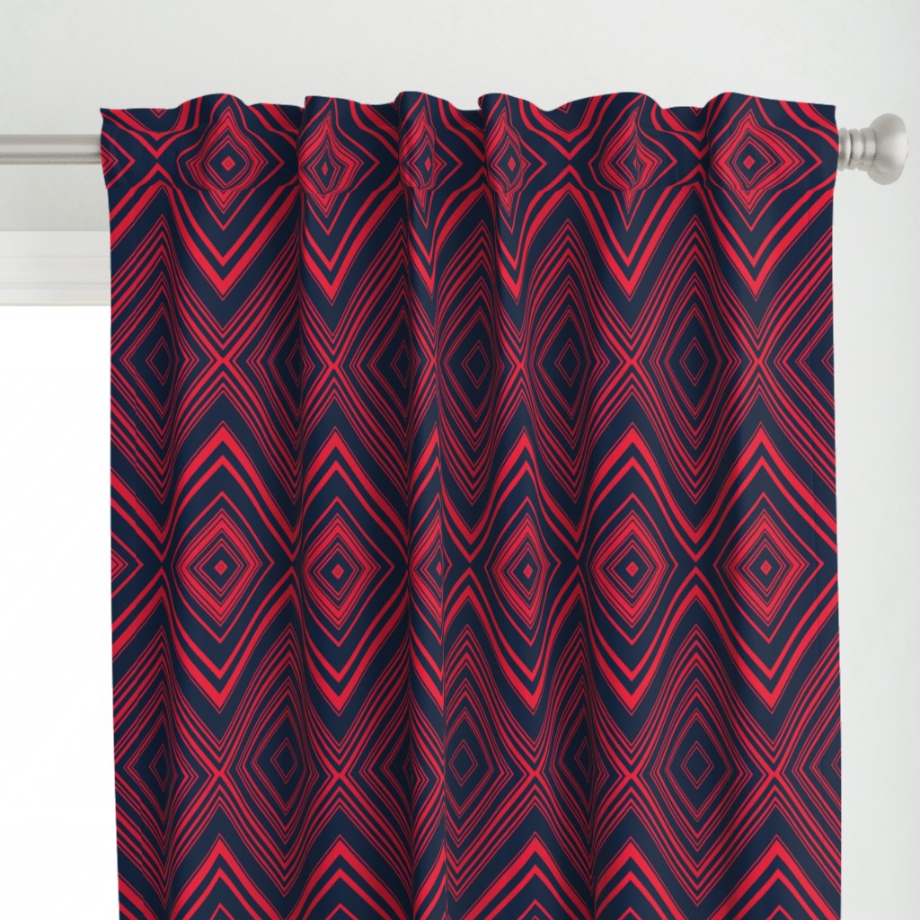 Blue Red  Diamond Stripes Geometric