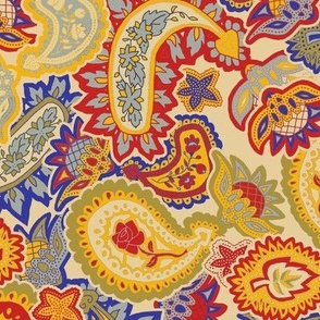 Scattered Allover Paisley Trendy1920s Colors