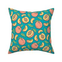 Peaches Peach Fruits on Dark Blue