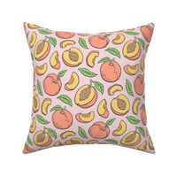 Peaches Peach Fruits on Light Pink