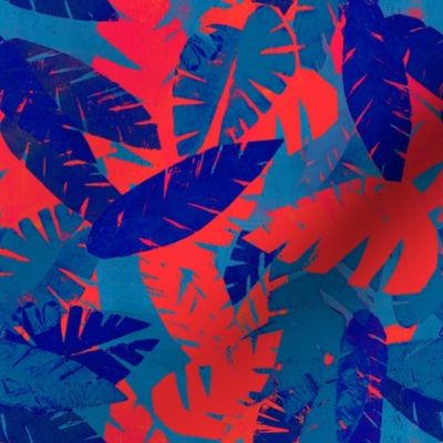 Leaves in Blue and Red