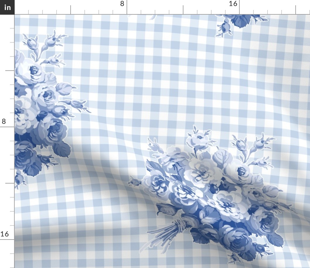 Jane's Rose Bouquet Gingham blueberry