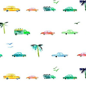 Havana traffic • watercolor cars pattern for baby boy