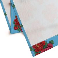 Pink and Red Peony Flowers on Blue Background - Smaller Version