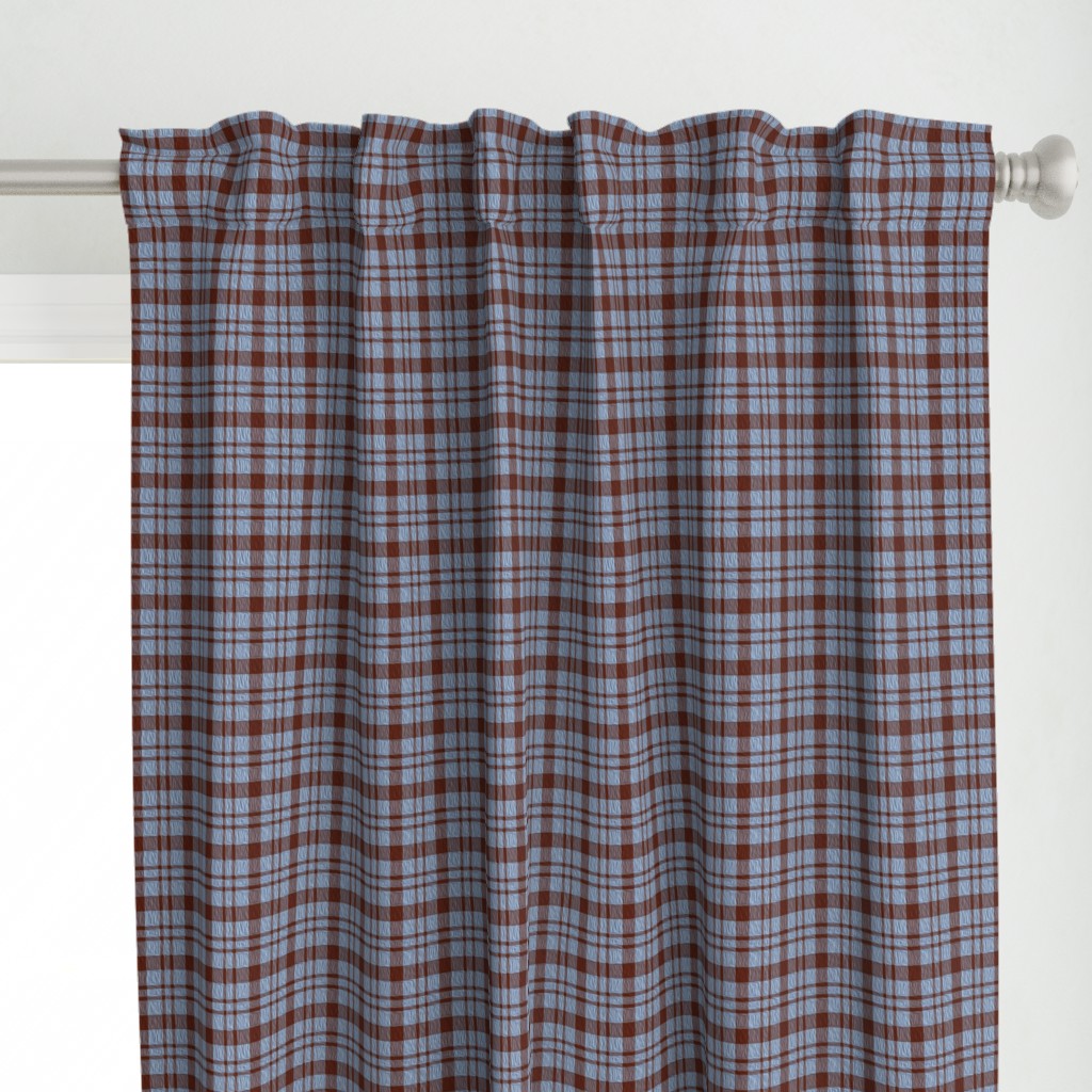 JP3 -  Ruched Plaid in Steel Blue and Rusty Brown