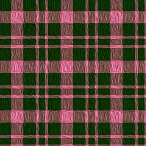 JP7 - Pine Tree Green and Rustic Pink Ruched Plaid