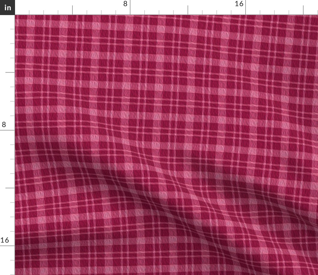 JP7 - Rose Red and Rustic PInk Ruched Plaid