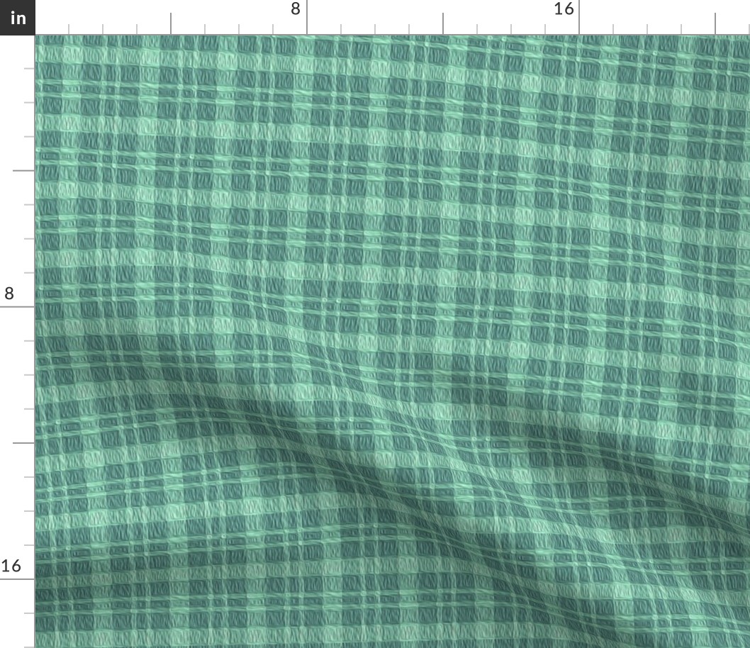 JP12  - Rustic Turquoise Ruched Plaid aka Seersucker Plaid