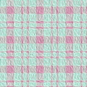 JP28 - Ruched Plaid in  Creamed Raspberry Pink and Minty Green