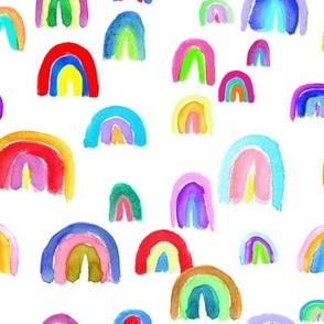 Happy Little Watercolor Rainbows in Mod Multi + White