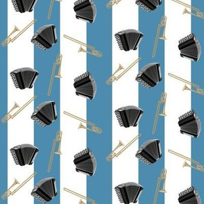 trombones & accordions on blue stripes