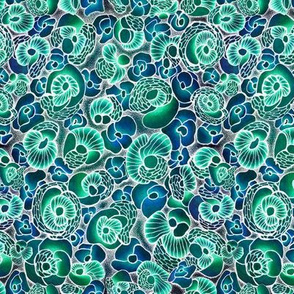 Stone flowers. Aqua blue