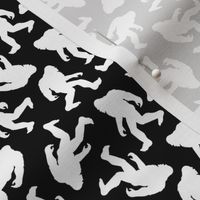 Bigfoot Silhouettes Contrast: White on Black in a Playful Toss, Small