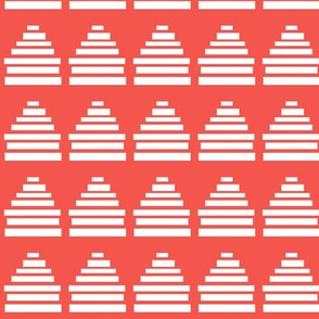 Coral & white modern block print beehive design