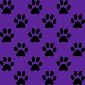 One Inch Black Paw Prints on Purple