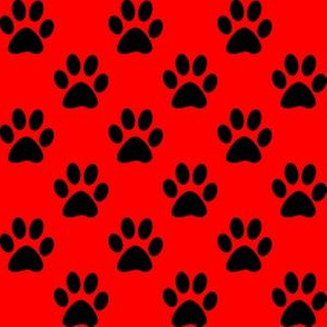 One Inch Black Paws on Red