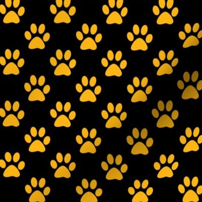 One Inch Yellow Gold Paws on Black