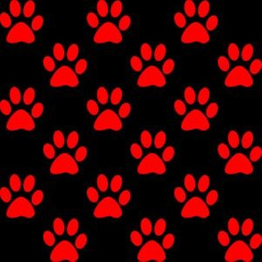 One Inch Red Paws on Black