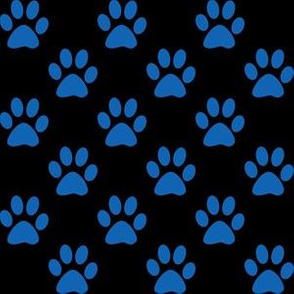 One Inch Turquoise Blue Paw Prints on Black