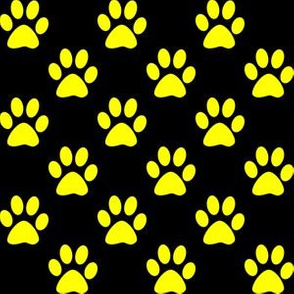 One Inch Yellow Animal Paw Prints on Black