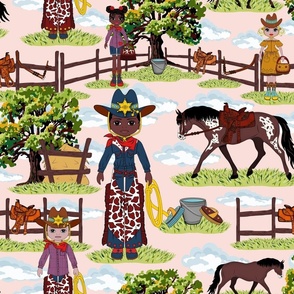 Kids Western Cowboy Appaloosa Horse Riding, Colorful Cowboy Cowgirl Equestrian Horse Horse Ranch, Wild West Appaloosa Pony Toile