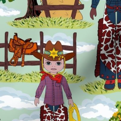 Colorful Cowboy Kids Western Horse Ranch, Western Cowgirl Horse Ranch, Wild West Appaloosa Pony Toile