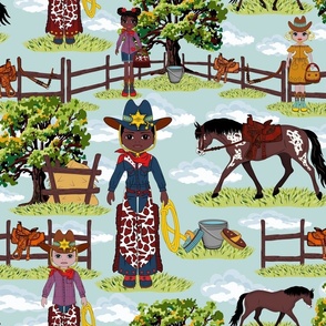 Cowboy Kids Equestrian Horse, Western Cow girl Horse Ranch, Wild West Appaloosa Pony Toile