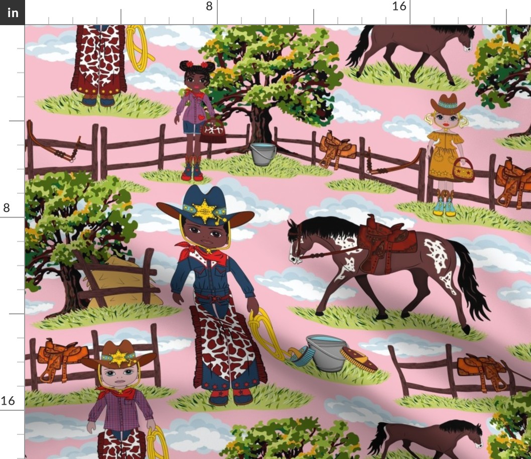 Pink Cowboy Kids, Western Cow girl Horse Ranch, Wild West Appaloosa Pony Toile