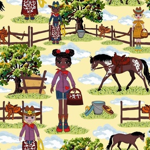 Horse and Pony Cowgirl Cowboy Horses, Kids Western Appaloosa Pony Riding, Equestrian Wild West Ranch Toile
