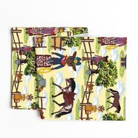 Little Cowboy Kids, Western Cow girl Horse Ranch, Wild West Appaloosa Pony Toile on Lemon Yellow 