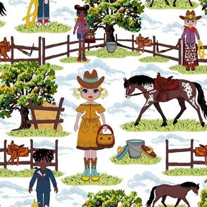 Cowgirl and Cowboy Kids, Western Horse Ranch, Wild West Appaloosa Pony Toile