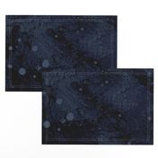 Abstract Lake moon navy blue dark painted watercolor