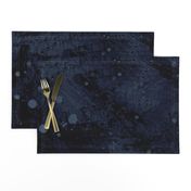 Abstract Lake moon navy blue dark painted watercolor